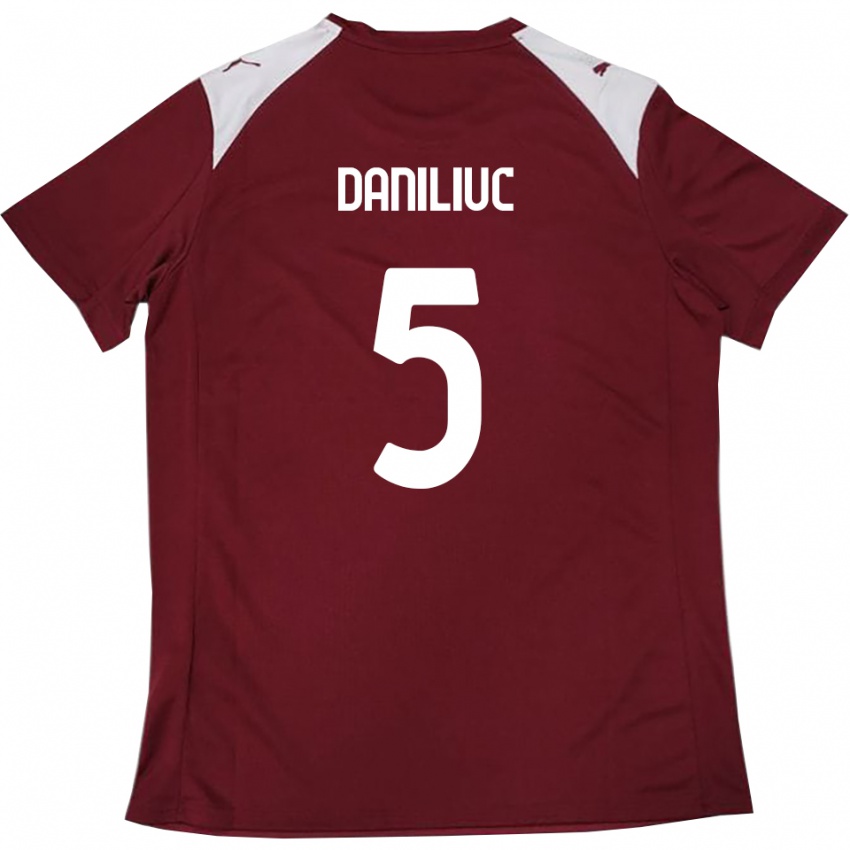 ילדים פלביוס דניליוק #5 בורדו לבן ג'רזי ביתית 2025/26 חולצה קצרה