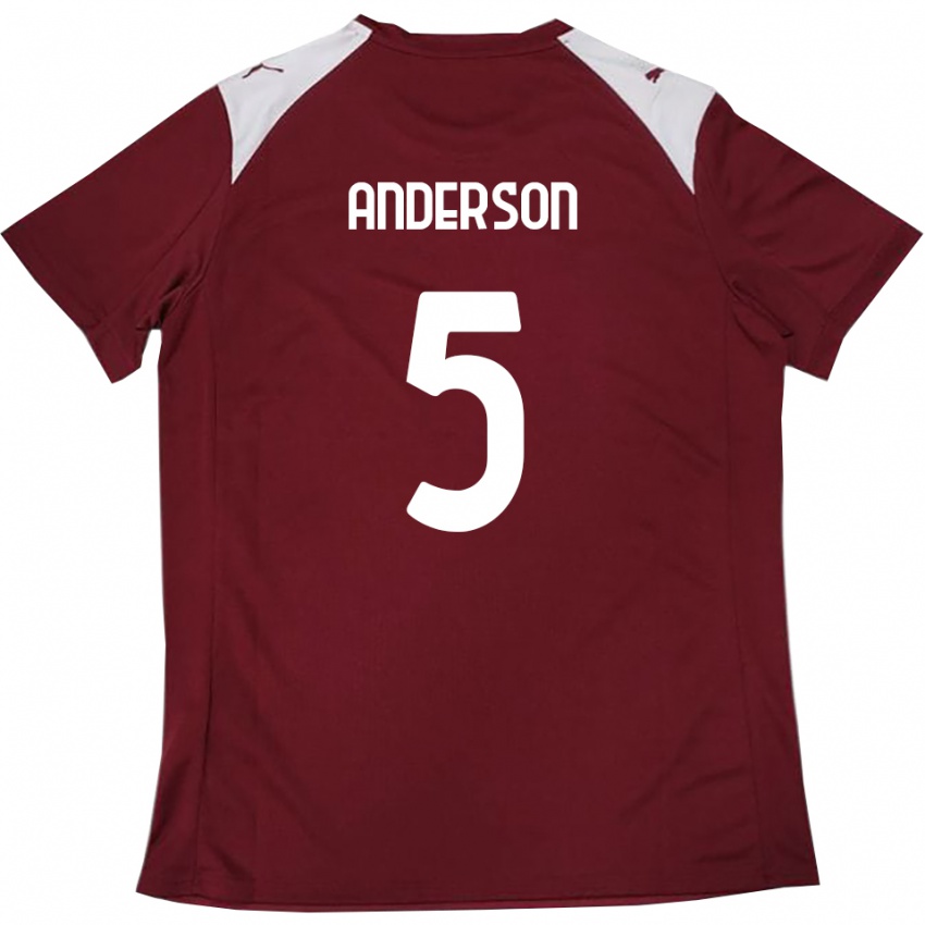 ילדים Marcus Anderson #5 בורדו לבן ג'רזי ביתית 2025/26 חולצה קצרה