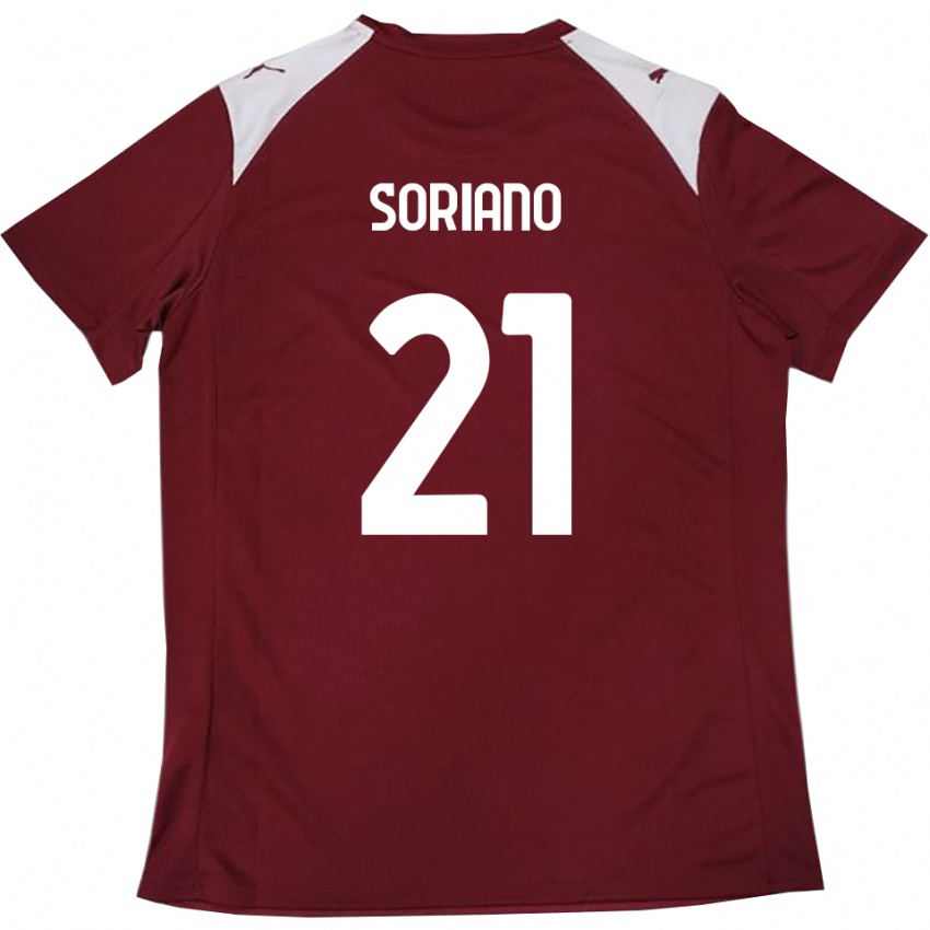 ילדים רוברטו סוריאנו #21 בורדו לבן ג'רזי ביתית 2025/26 חולצה קצרה