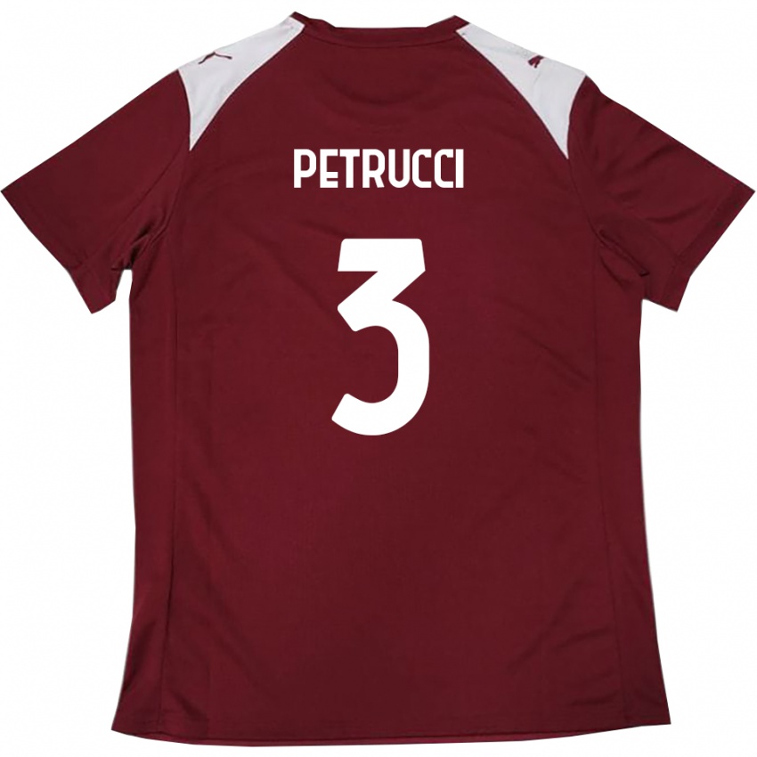 ילדים Francesco Petrucci #3 בורדו לבן ג'רזי ביתית 2025/26 חולצה קצרה