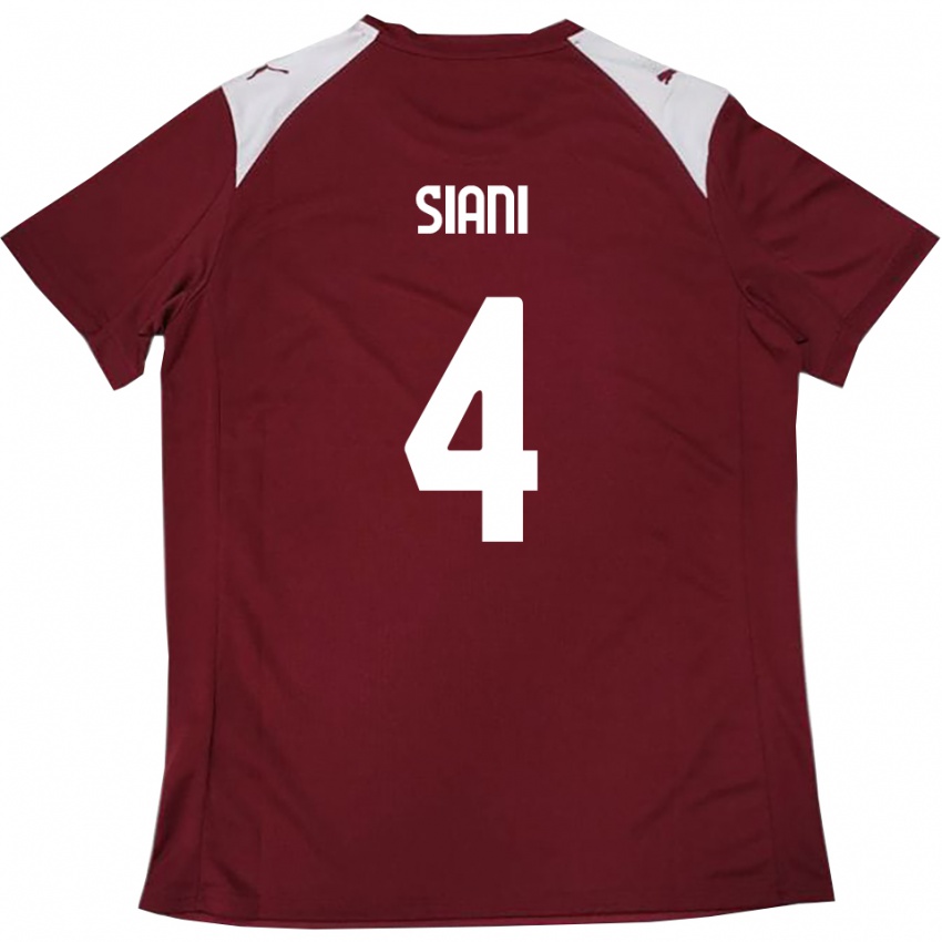 ילדים Vincenzo Siani #4 בורדו לבן ג'רזי ביתית 2025/26 חולצה קצרה