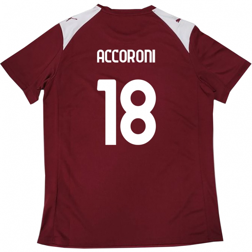 ילדים Nicolas Accoroni #18 בורדו לבן ג'רזי ביתית 2025/26 חולצה קצרה