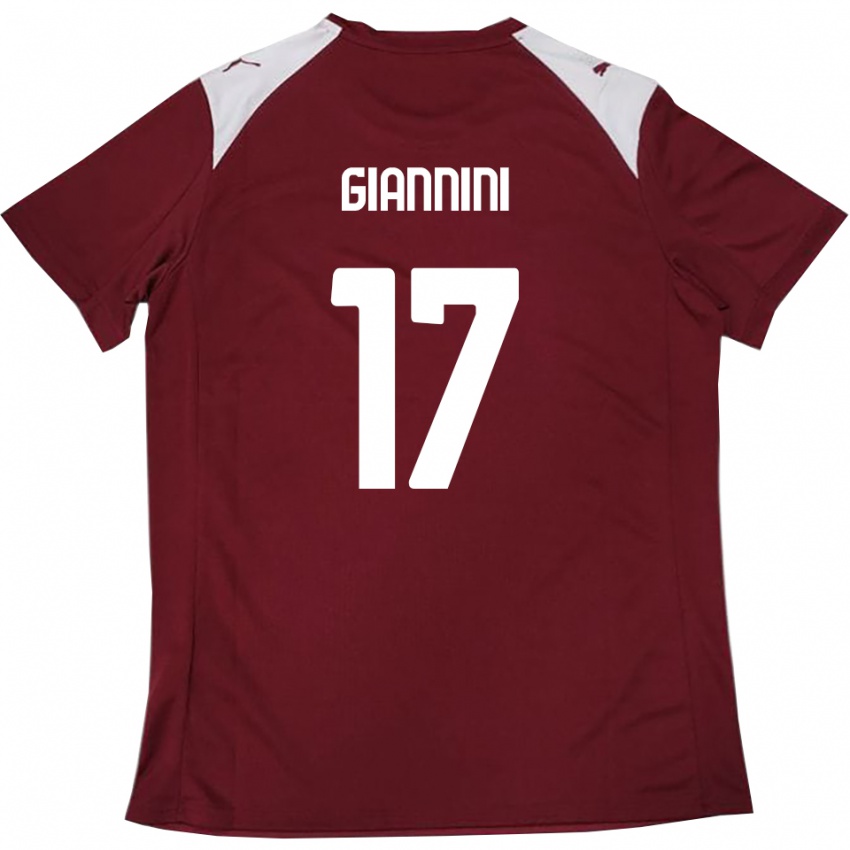 ילדים Emanuele Giannini #17 בורדו לבן ג'רזי ביתית 2025/26 חולצה קצרה