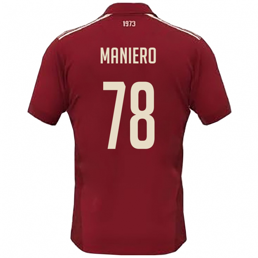 ילדים לוקה מניירו #78 בורדו לבן ג'רזי ביתית 2025/26 חולצה קצרה