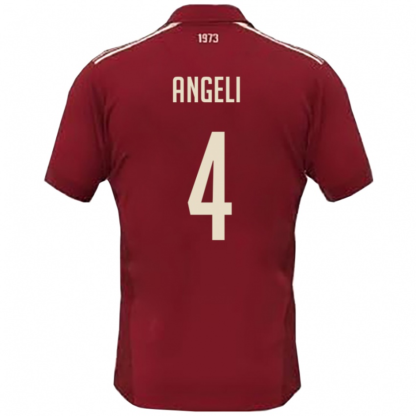 ילדים מתאו אנג׳לי #4 בורדו לבן ג'רזי ביתית 2025/26 חולצה קצרה