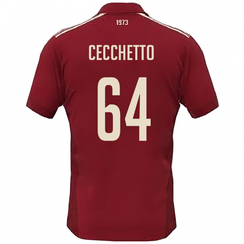 ילדים Andrea Cecchetto #64 בורדו לבן ג'רזי ביתית 2025/26 חולצה קצרה