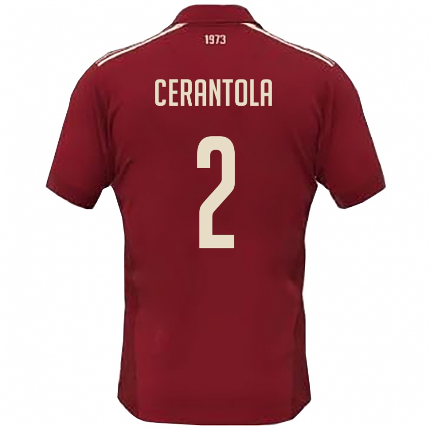 ילדים Riccardo Cerantola #2 בורדו לבן ג'רזי ביתית 2025/26 חולצה קצרה