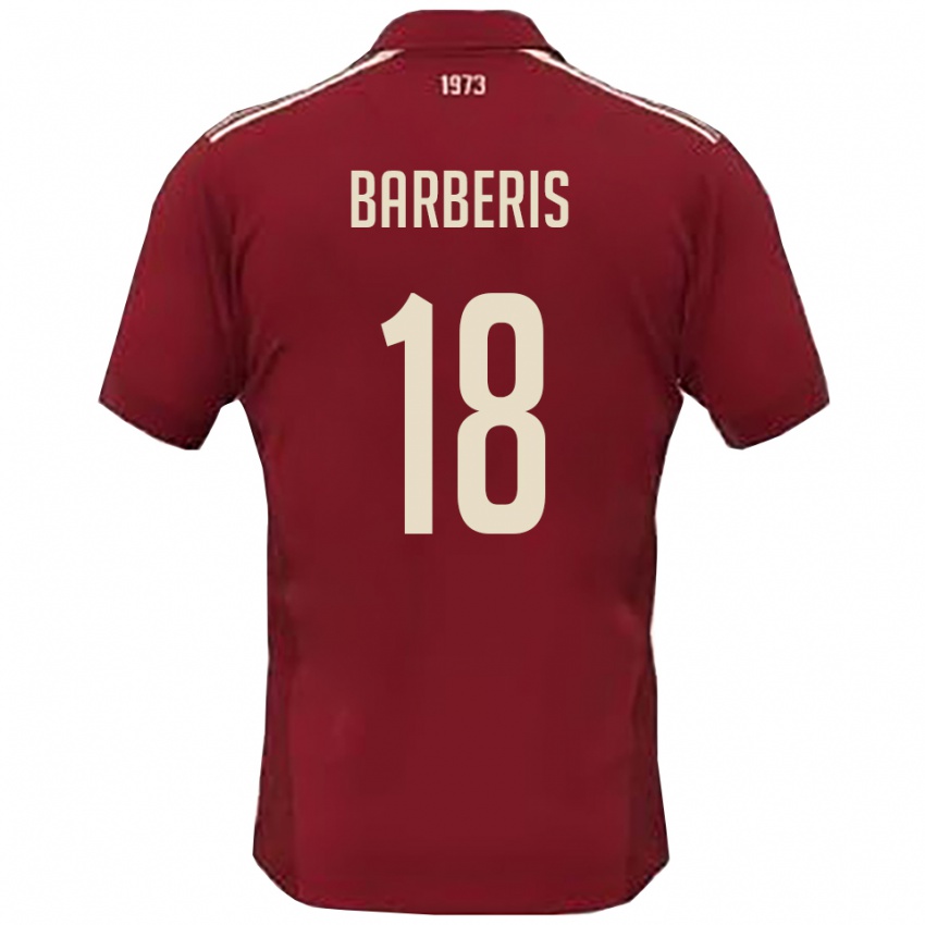 ילדים אנדראה ברבריס #18 בורדו לבן ג'רזי ביתית 2025/26 חולצה קצרה