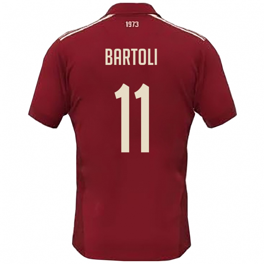 ילדים Emanuele Bartoli #11 בורדו לבן ג'רזי ביתית 2025/26 חולצה קצרה