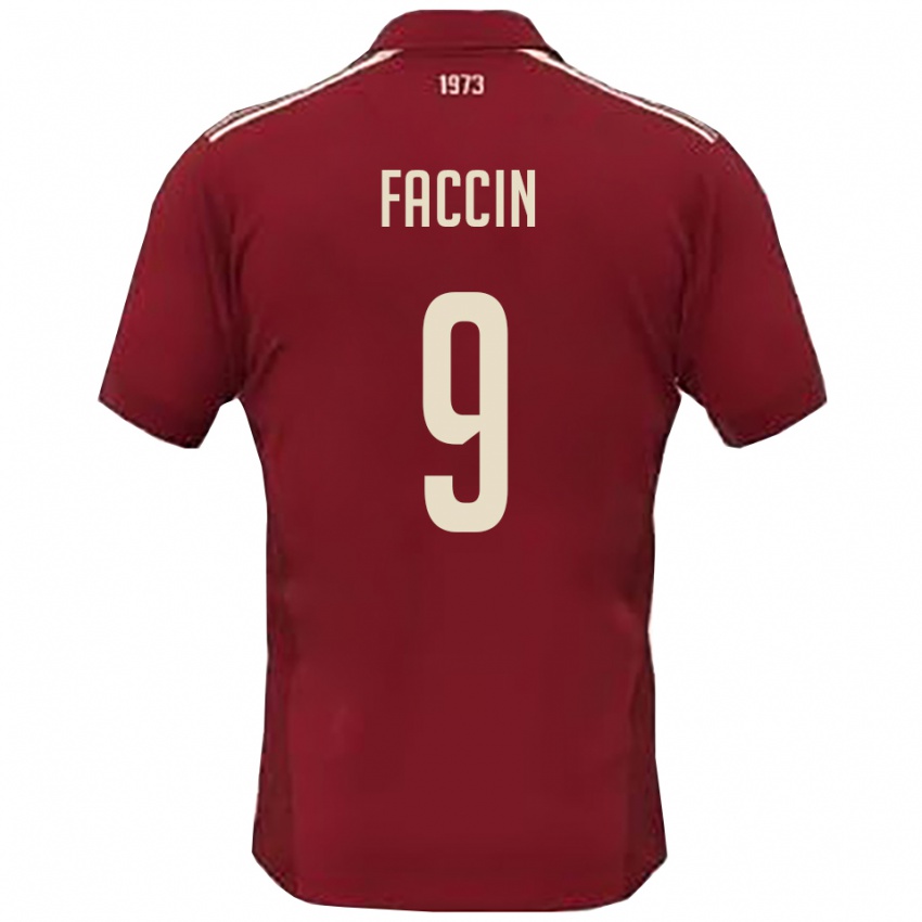 ילדים Nicola Faccin #9 בורדו לבן ג'רזי ביתית 2025/26 חולצה קצרה