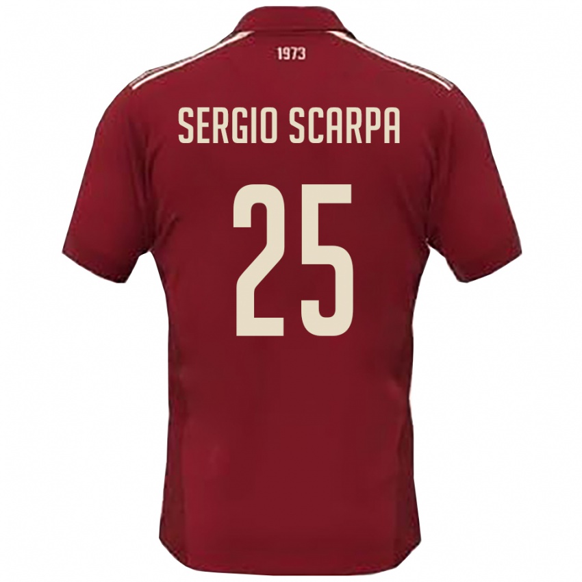 ילדים ניקולו סרג׳יו סקארפה #25 בורדו לבן ג'רזי ביתית 2025/26 חולצה קצרה