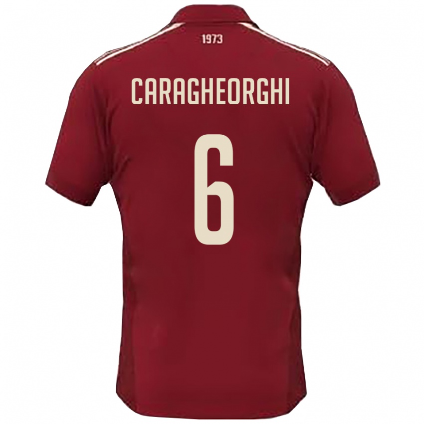 ילדים Nichita Caragheorghi #6 בורדו לבן ג'רזי ביתית 2025/26 חולצה קצרה