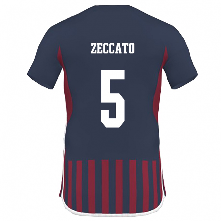 ילדים Antonio Zeccato #5 כחול נייבי אדום ג'רזי ביתית 2025/26 חולצה קצרה