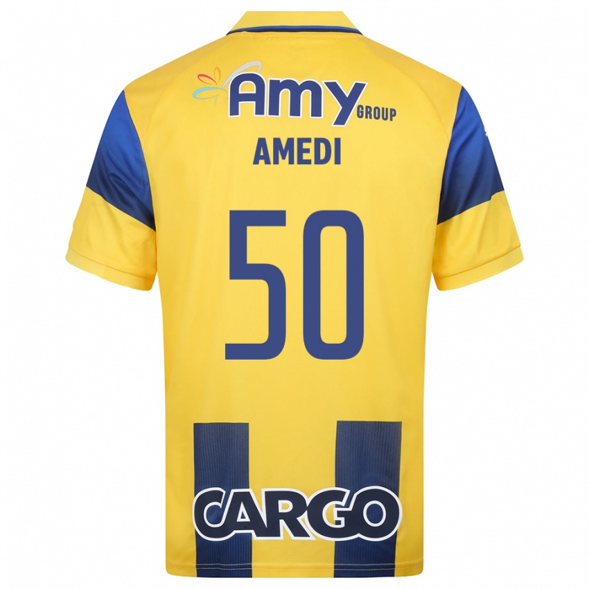 ילדים שורה אמדי #50 צהוב כחול נייבי ג'רזי ביתית 2025/26 חולצה קצרה