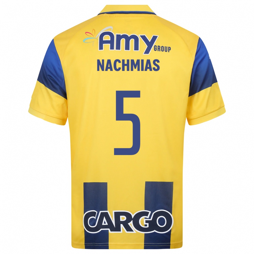 ילדים עידן נחמיאס #5 צהוב כחול נייבי ג'רזי ביתית 2025/26 חולצה קצרה