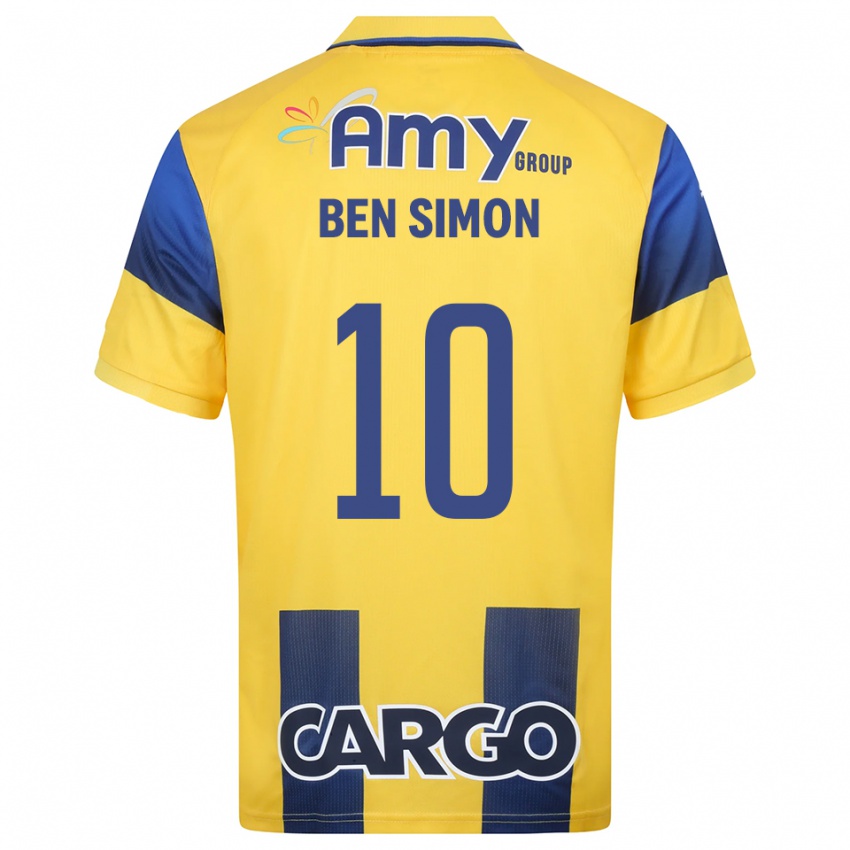 ילדים Ilay Ben Simon #10 צהוב כחול נייבי ג'רזי ביתית 2025/26 חולצה קצרה