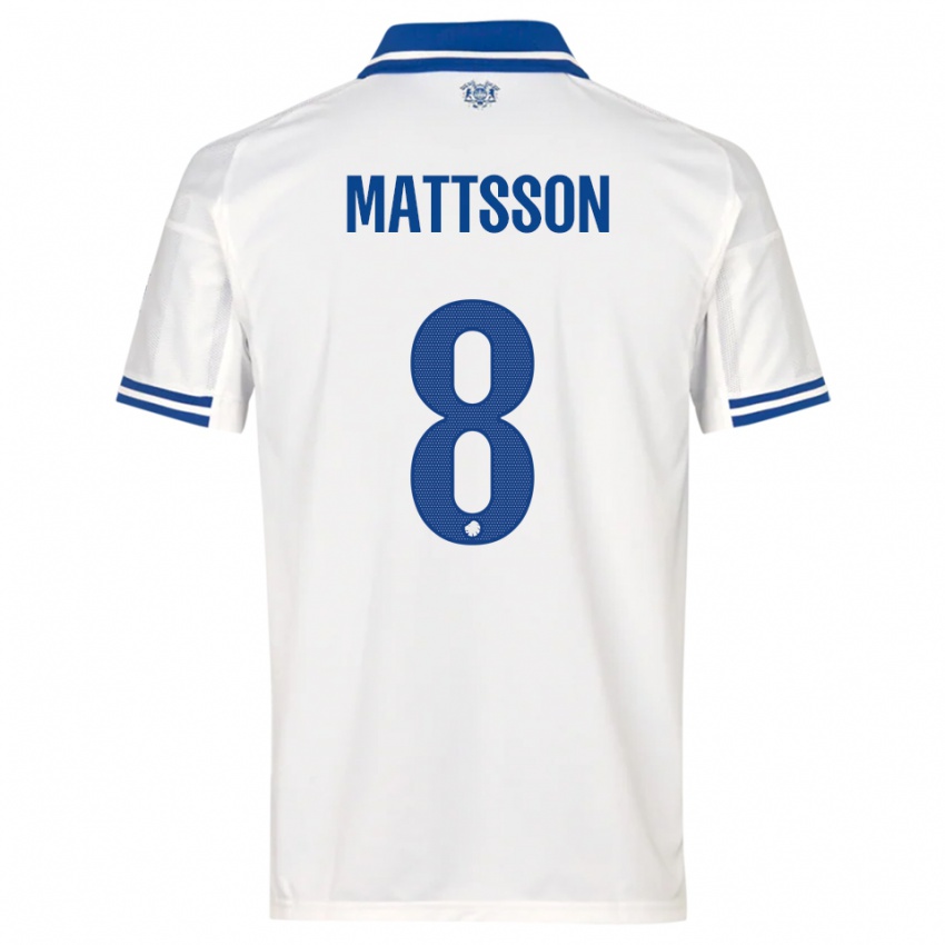 ילדים מגנוס מאטסון #8 לבן כחול ג'רזי ביתית 2025/26 חולצה קצרה