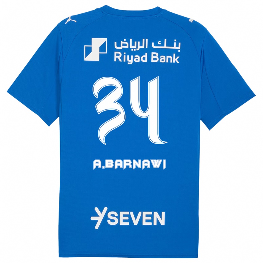 ילדים עבדולסאלם עלי ברנאווי #34 כחול לבן ג'רזי ביתית 2025/26 חולצה קצרה