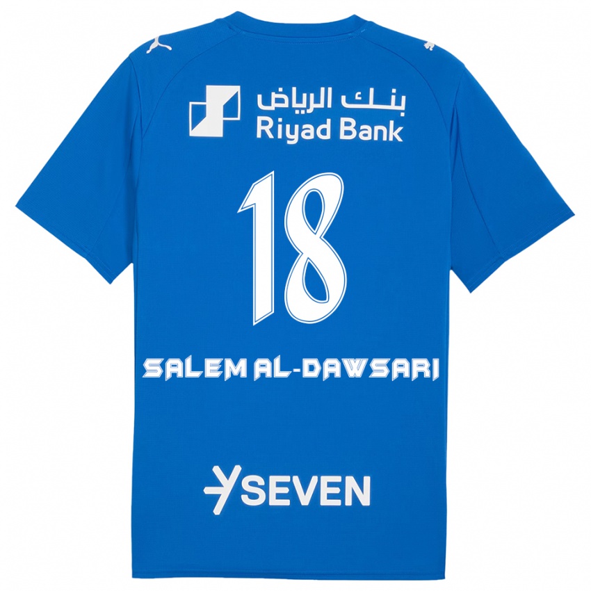 ילדים Nawaf Salem Al-Dawsari #18 כחול לבן ג'רזי ביתית 2025/26 חולצה קצרה