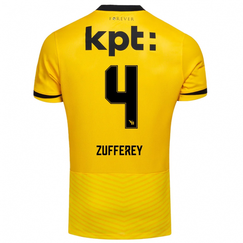 ילדים Gil Zufferey #4 צהוב שחור ג'רזי ביתית 2025/26 חולצה קצרה