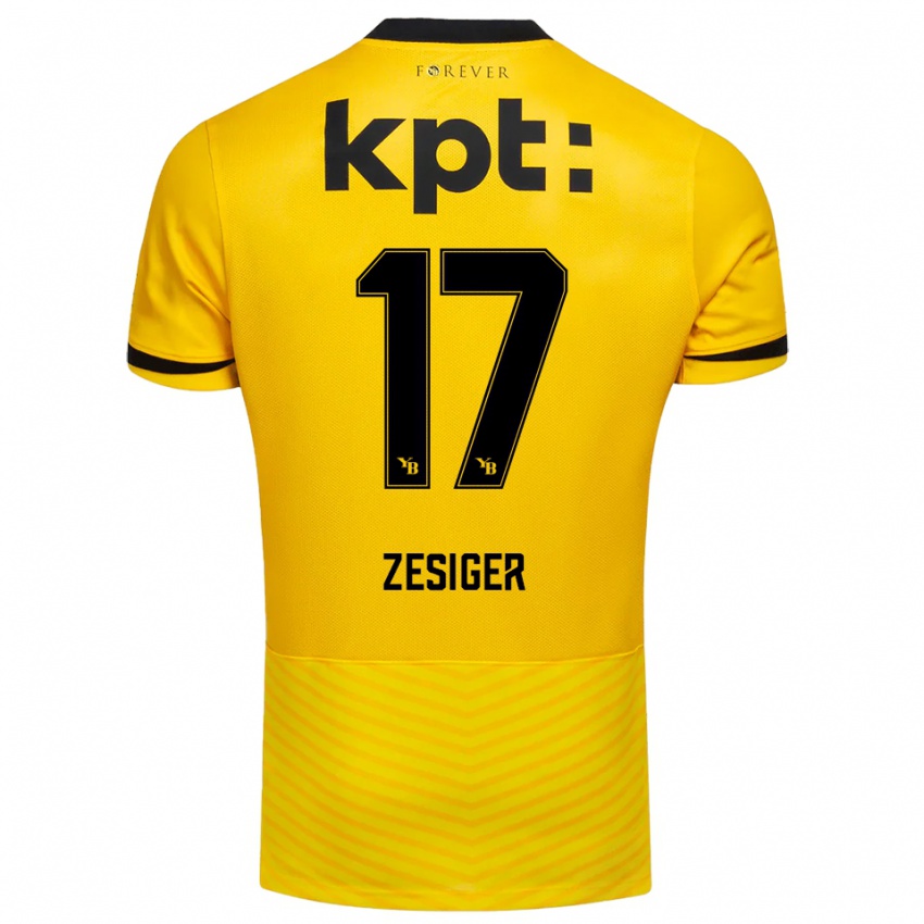ילדים נבין זסיגר #17 צהוב שחור ג'רזי ביתית 2025/26 חולצה קצרה