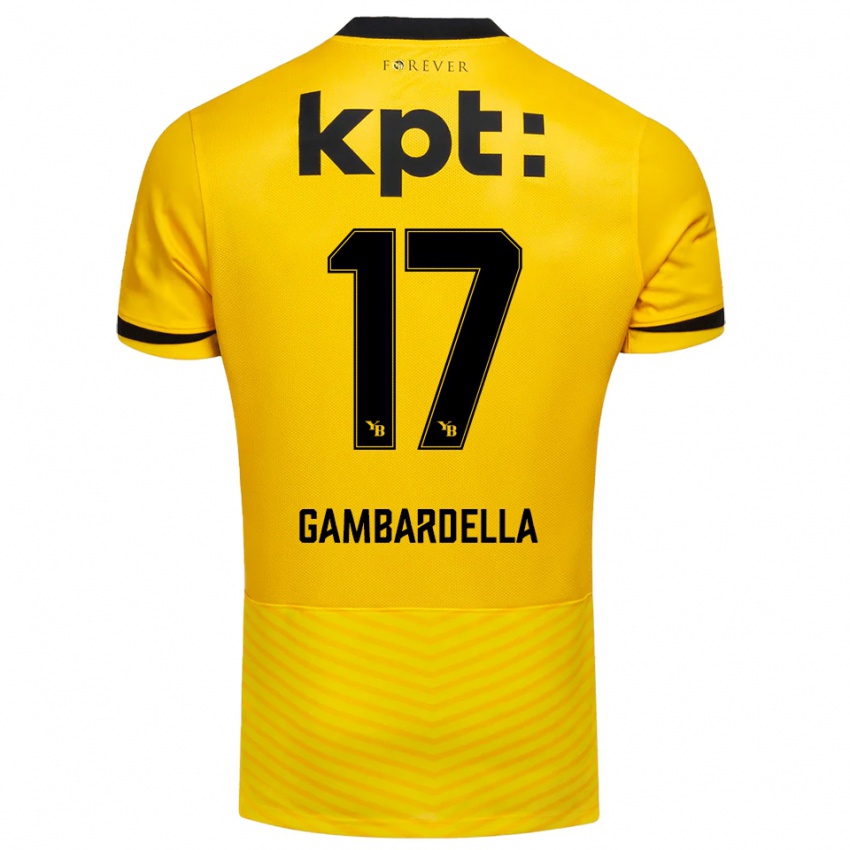 ילדים Matteo Gambardella #17 צהוב שחור ג'רזי ביתית 2025/26 חולצה קצרה