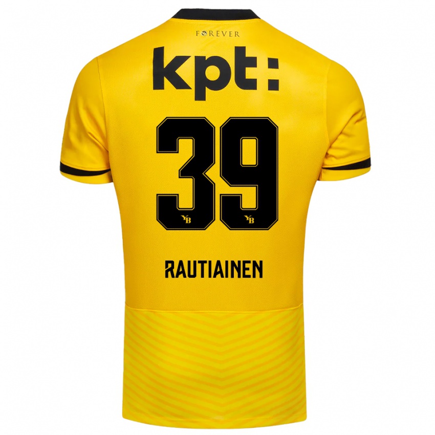 ילדים Iina Rautiainen #39 צהוב שחור ג'רזי ביתית 2025/26 חולצה קצרה