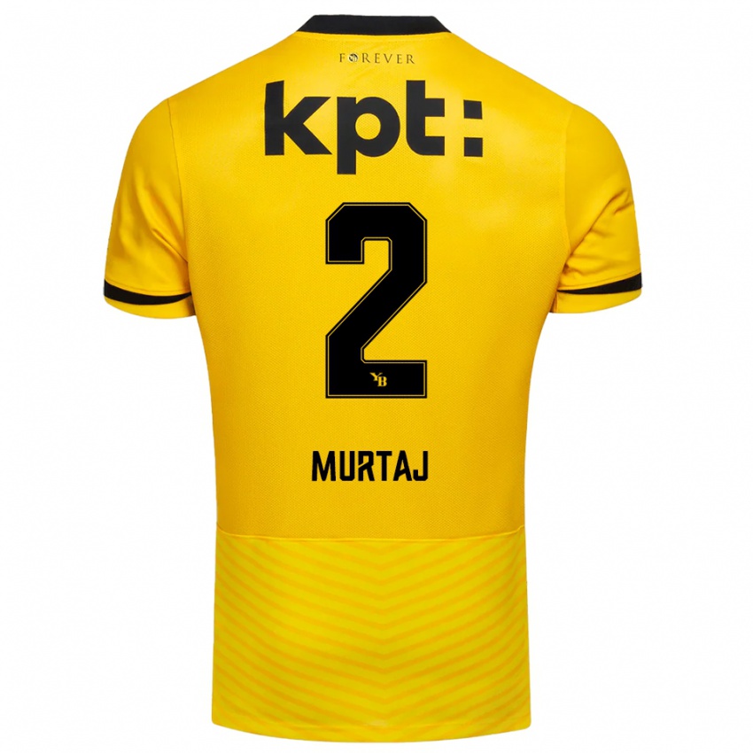 ילדים Auron Murtaj #2 צהוב שחור ג'רזי ביתית 2025/26 חולצה קצרה