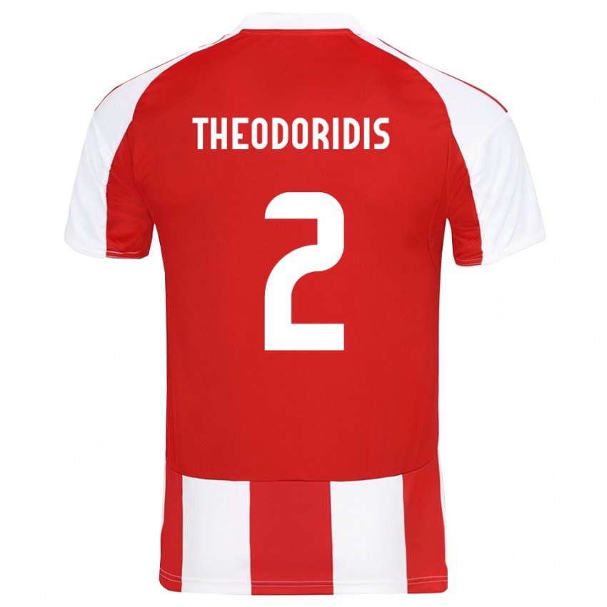 ילדים אלקסיוס תאודורידיס #2 אדום לבן ג'רזי ביתית 2025/26 חולצה קצרה