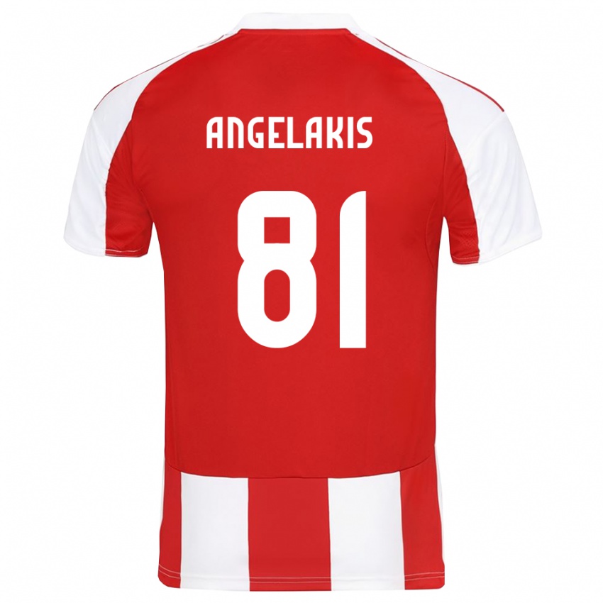 ילדים קונסטנטינוס אנגלקיס #81 אדום לבן ג'רזי ביתית 2025/26 חולצה קצרה