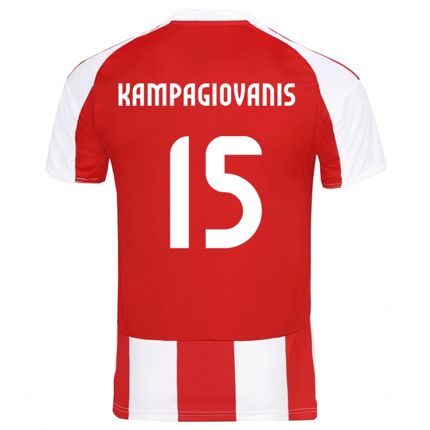 ילדים Anastasios Kampagiovanis #15 אדום לבן ג'רזי ביתית 2025/26 חולצה קצרה