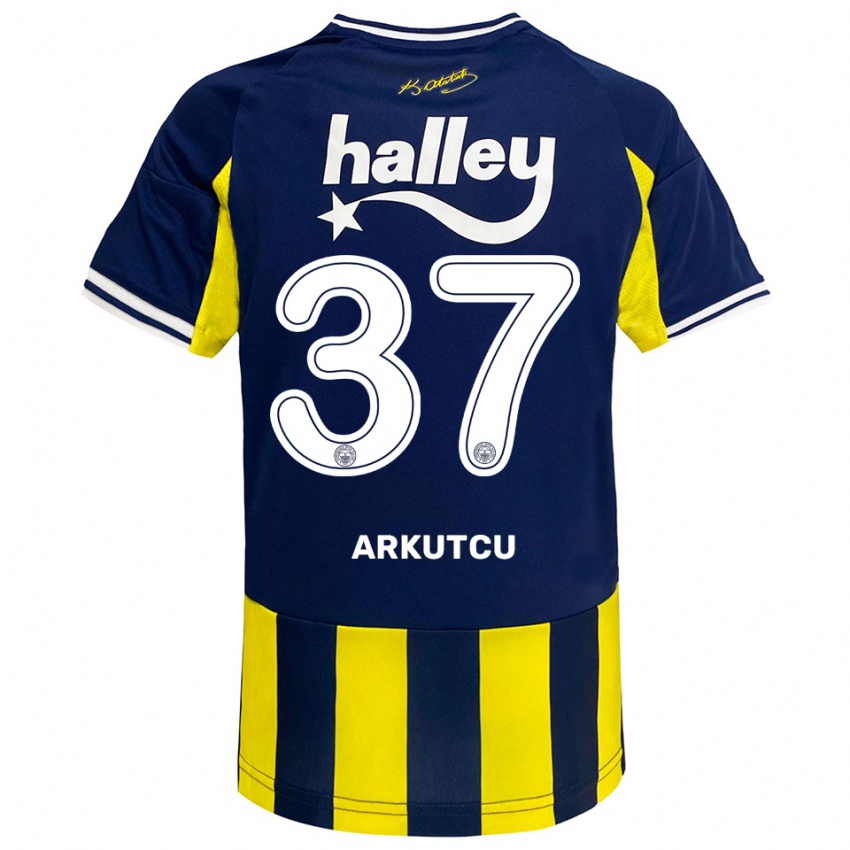 ילדים Emirhan Arkutcu #37 צהוב כחול נייבי לבן ג'רזי ביתית 2025/26 חולצה קצרה