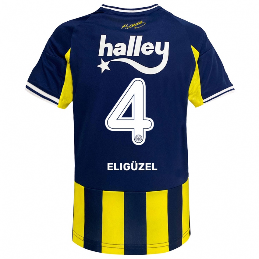 ילדים Boran Eligüzel #4 צהוב כחול נייבי לבן ג'רזי ביתית 2025/26 חולצה קצרה