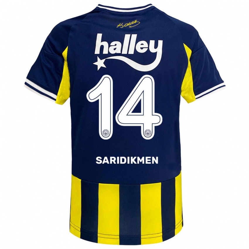 ילדים Çağan Sarıdikmen #14 צהוב כחול נייבי לבן ג'רזי ביתית 2025/26 חולצה קצרה