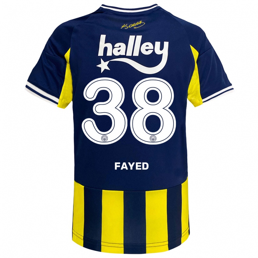 ילדים עומר פאיד #38 צהוב כחול נייבי לבן ג'רזי ביתית 2025/26 חולצה קצרה