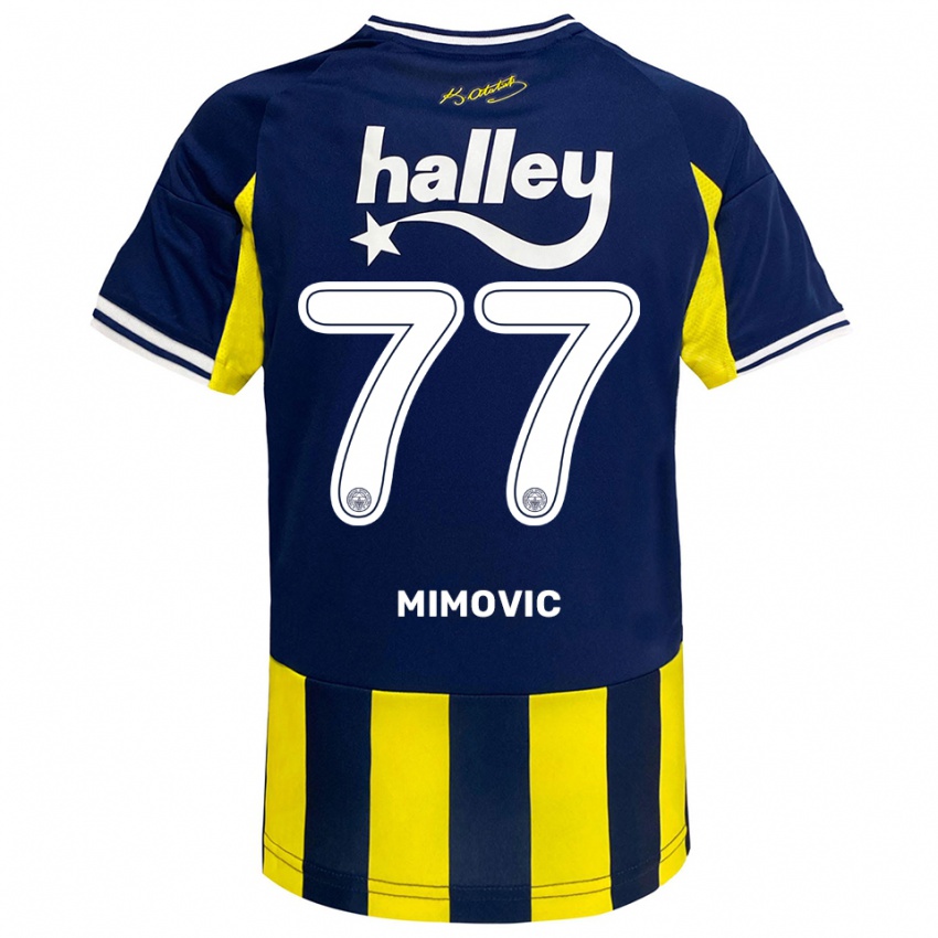 ילדים אוגניין מימוביץ' #77 צהוב כחול נייבי לבן ג'רזי ביתית 2025/26 חולצה קצרה