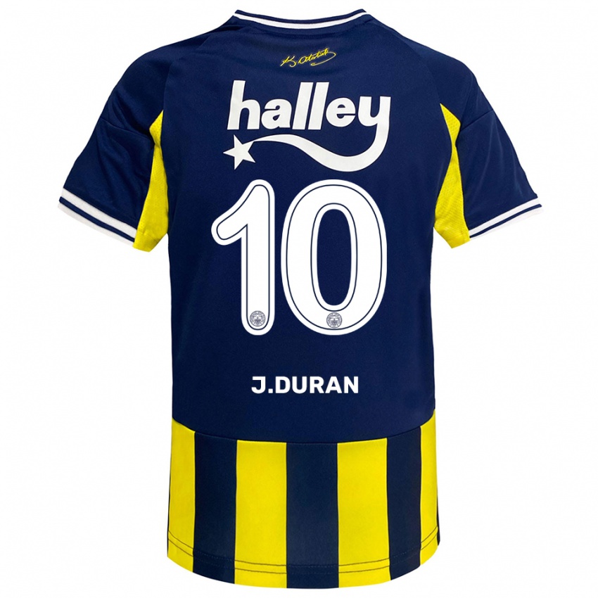 ילדים ג'ון דוראן #10 צהוב כחול נייבי לבן ג'רזי ביתית 2025/26 חולצה קצרה