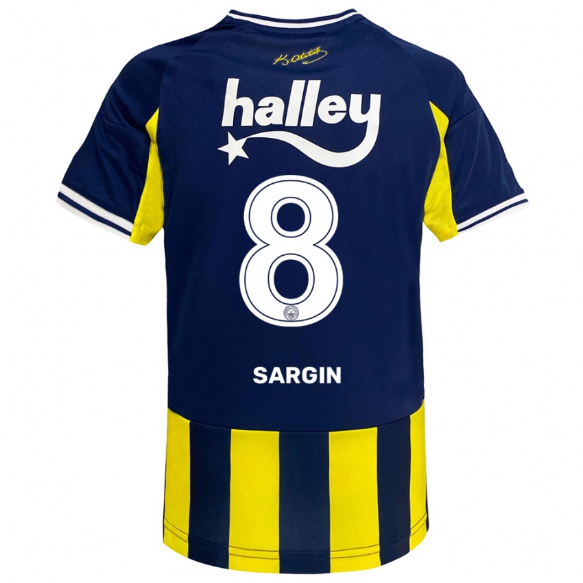 ילדים Samet Sargın #8 צהוב כחול נייבי לבן ג'רזי ביתית 2025/26 חולצה קצרה