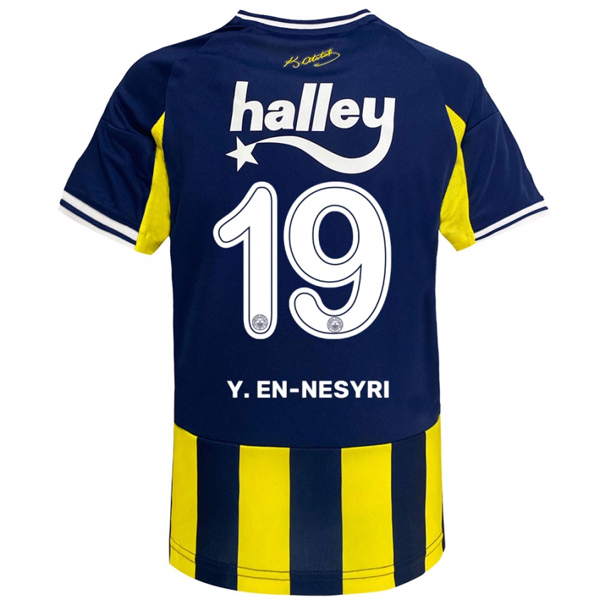 ילדים יוסף אן נסירי #19 צהוב כחול נייבי לבן ג'רזי ביתית 2025/26 חולצה קצרה