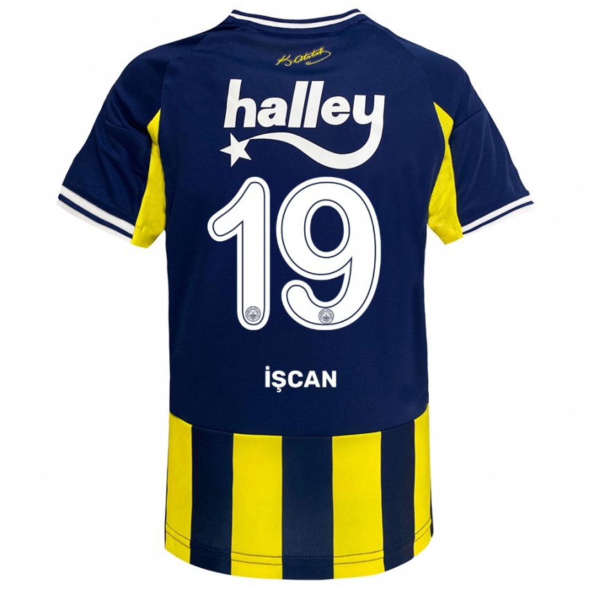 ילדים Berkay İşcan #19 צהוב כחול נייבי לבן ג'רזי ביתית 2025/26 חולצה קצרה