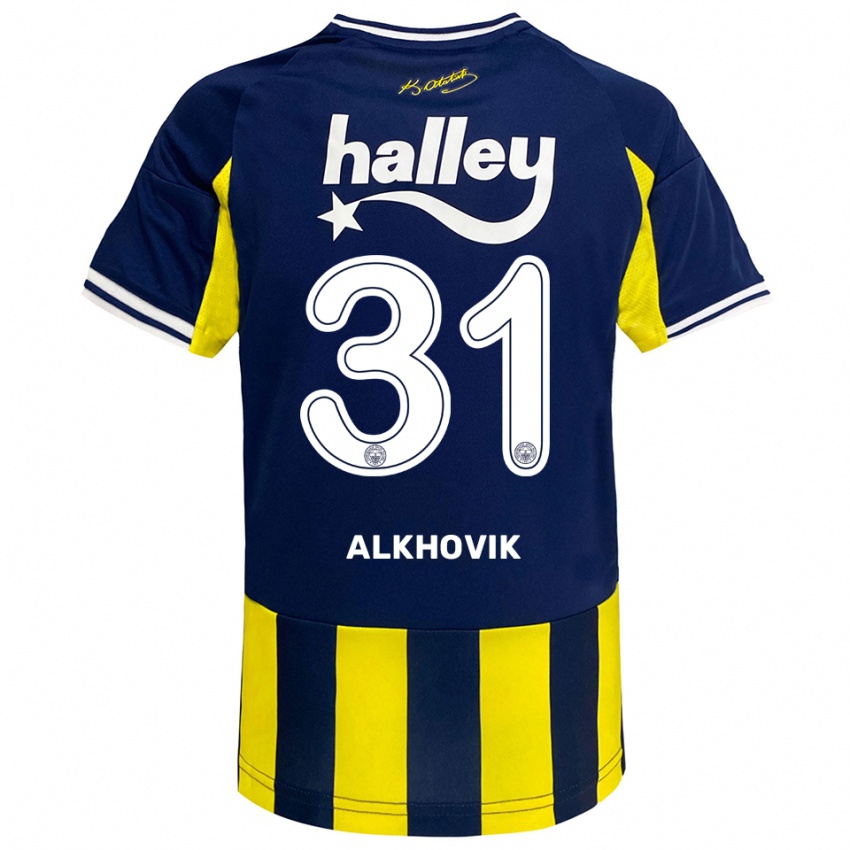 ילדים Karyna Alkhovik #31 צהוב כחול נייבי לבן ג'רזי ביתית 2025/26 חולצה קצרה