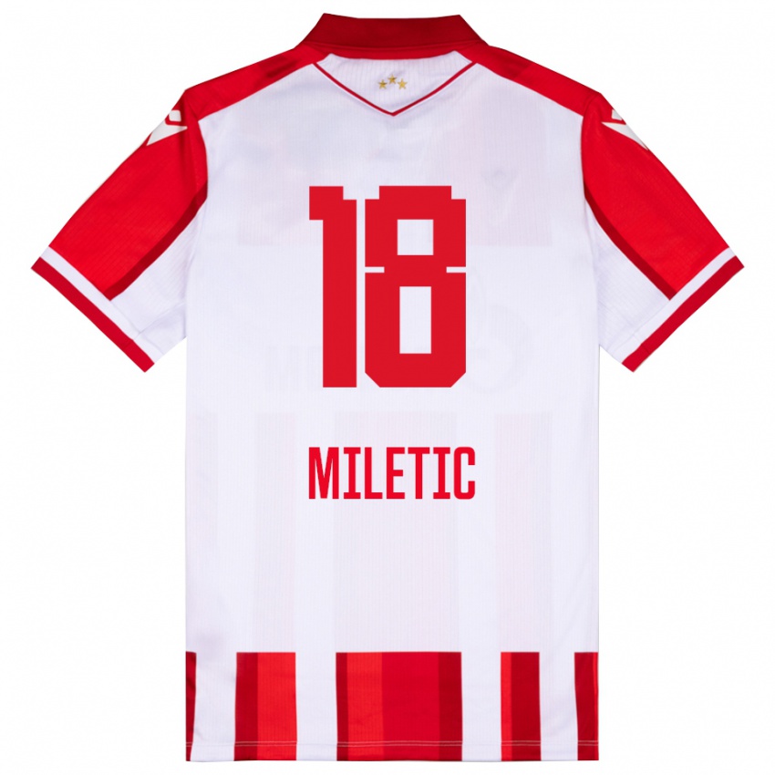 ילדים Ignjat Miletic #18 אדום לבן ג'רזי ביתית 2025/26 חולצה קצרה