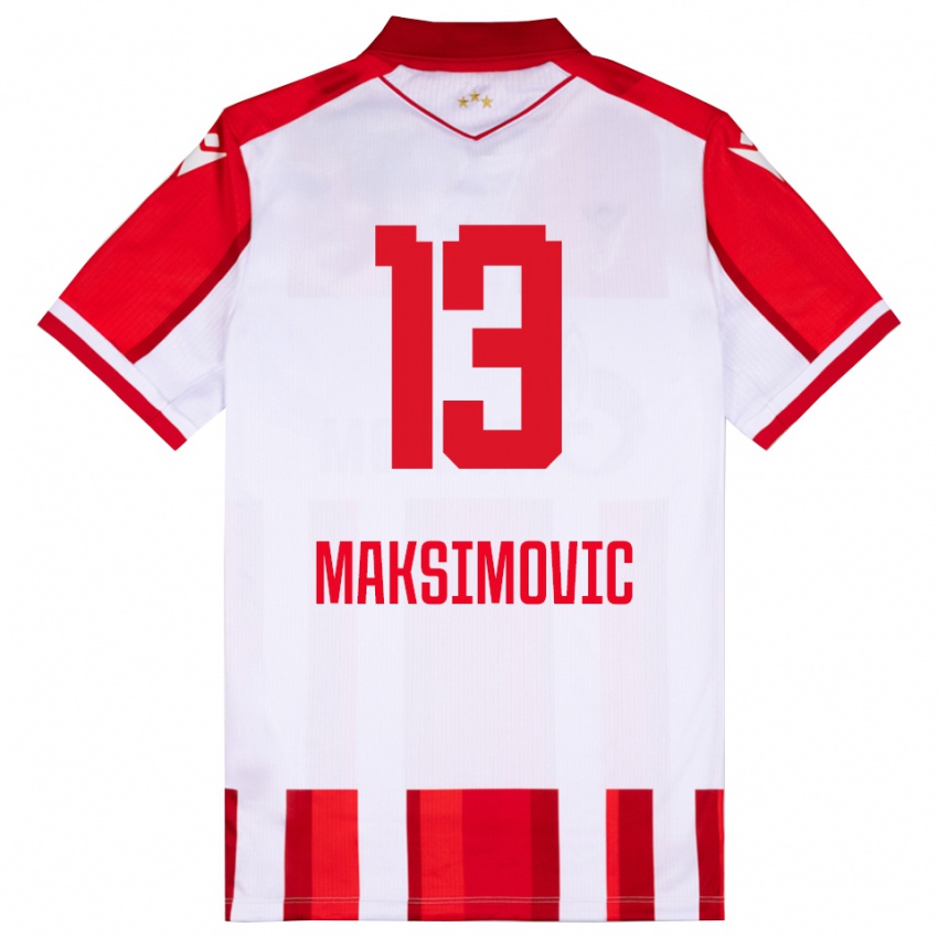 ילדים Filip Maksimovic #13 אדום לבן ג'רזי ביתית 2025/26 חולצה קצרה