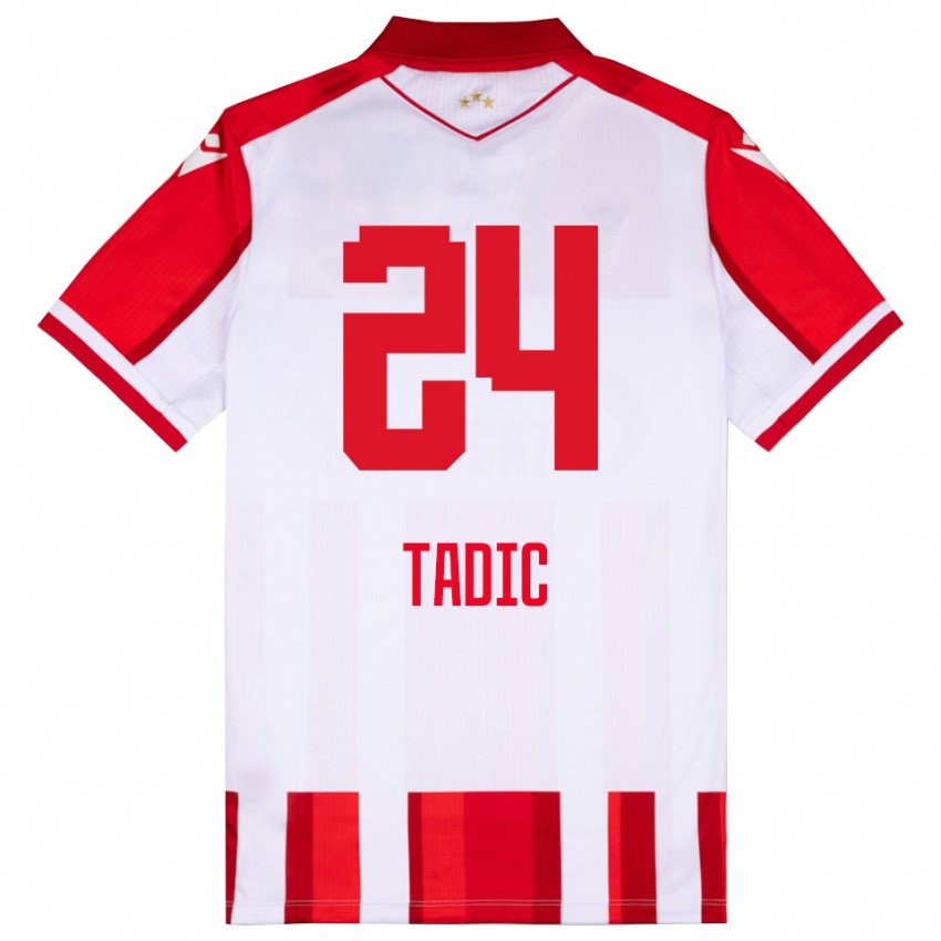 ילדים Ilija Tadic #24 אדום לבן ג'רזי ביתית 2025/26 חולצה קצרה