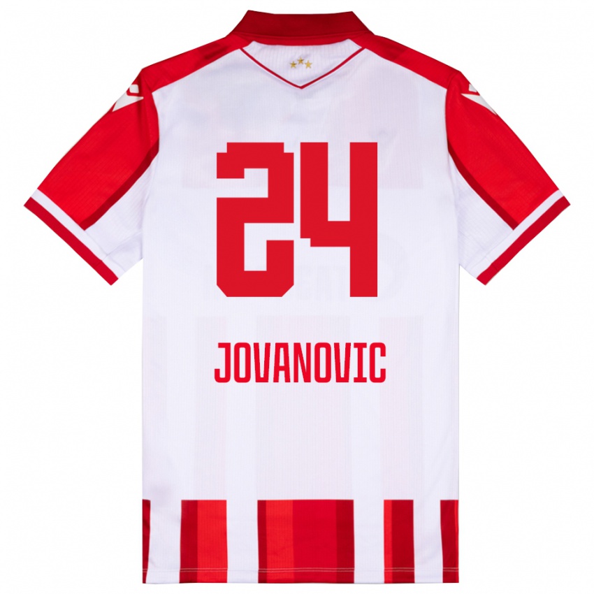 ילדים לוקה ג'ובאנוביץ' #24 אדום לבן ג'רזי ביתית 2025/26 חולצה קצרה