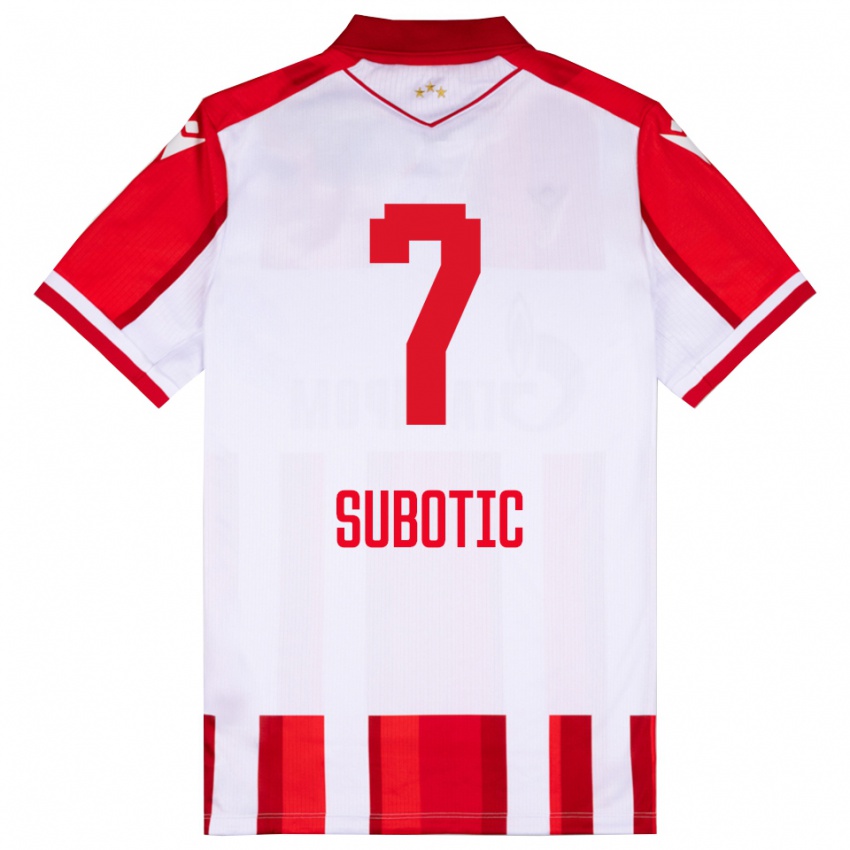 ילדים Vasilije Subotic #7 אדום לבן ג'רזי ביתית 2025/26 חולצה קצרה