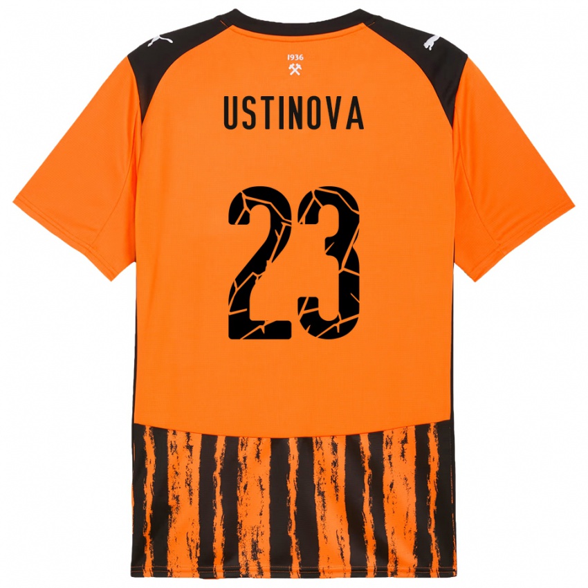 ילדים Liudmyla Ustinova #23 כתום שחור ג'רזי ביתית 2025/26 חולצה קצרה