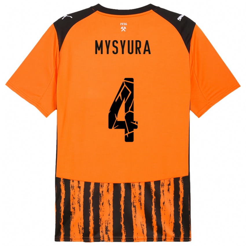 ילדים Maksym Mysyura #4 כתום שחור ג'רזי ביתית 2025/26 חולצה קצרה