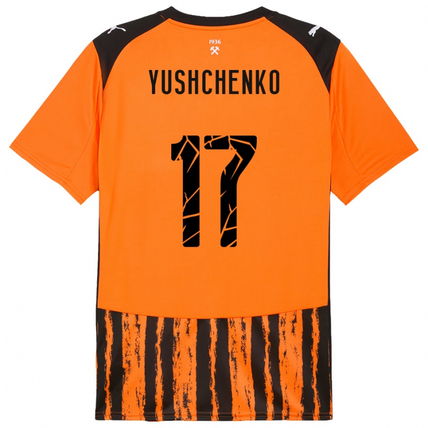 ילדים Oleksandr Yushchenko #17 כתום שחור ג'רזי ביתית 2025/26 חולצה קצרה