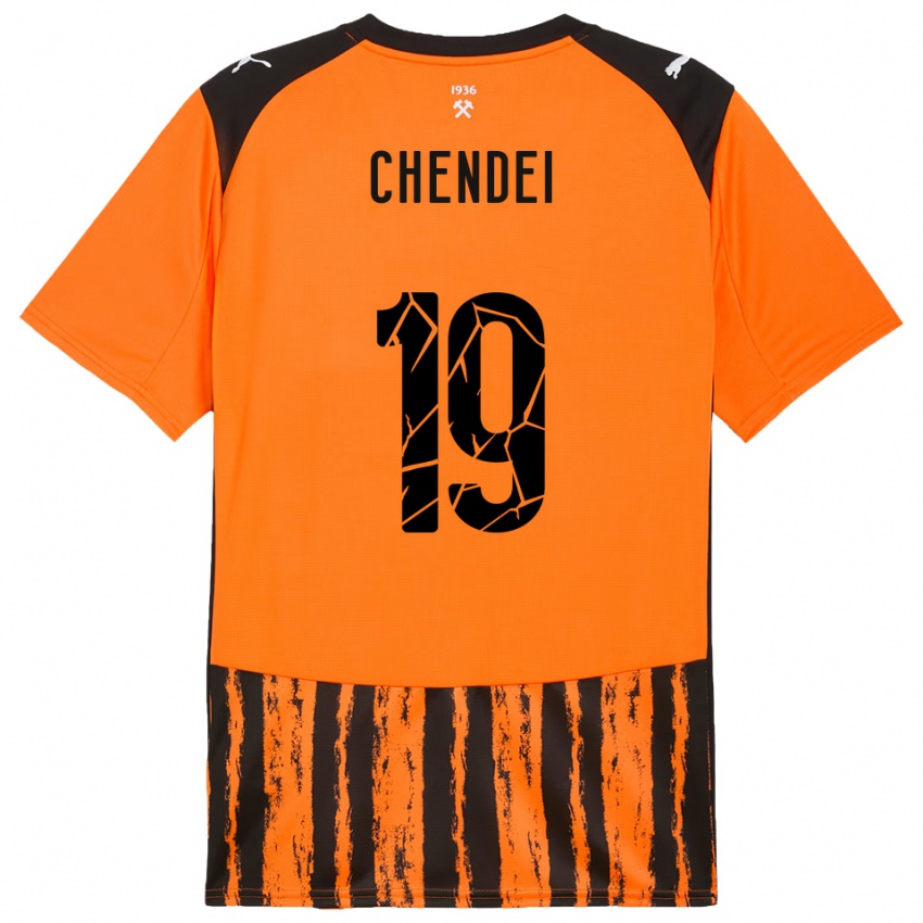 ילדים Nataliia Chendei #19 כתום שחור ג'רזי ביתית 2025/26 חולצה קצרה